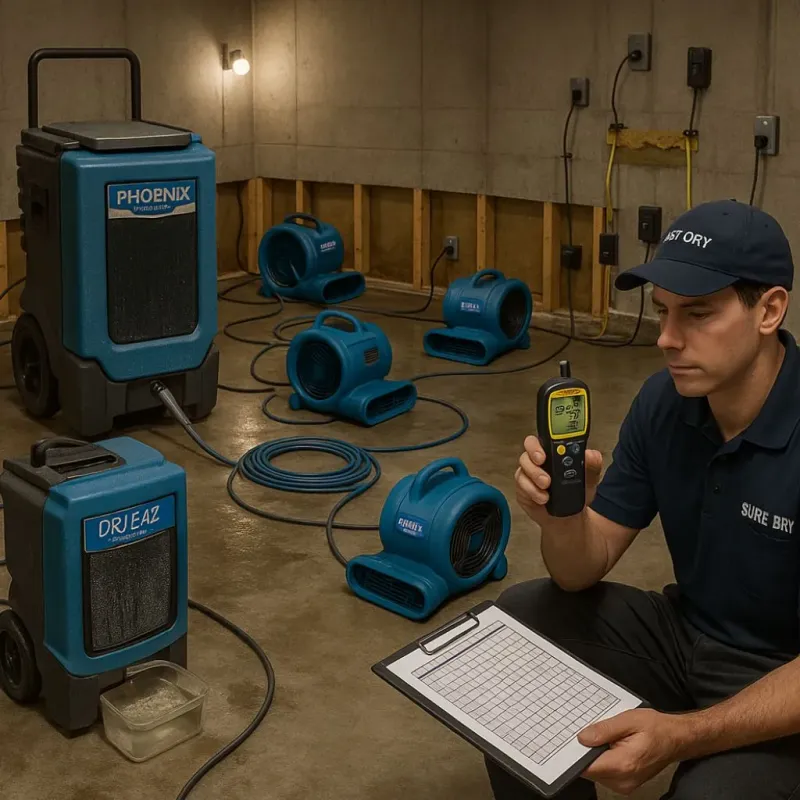 Structural Drying and Dehumidification process in Hurricane, UT